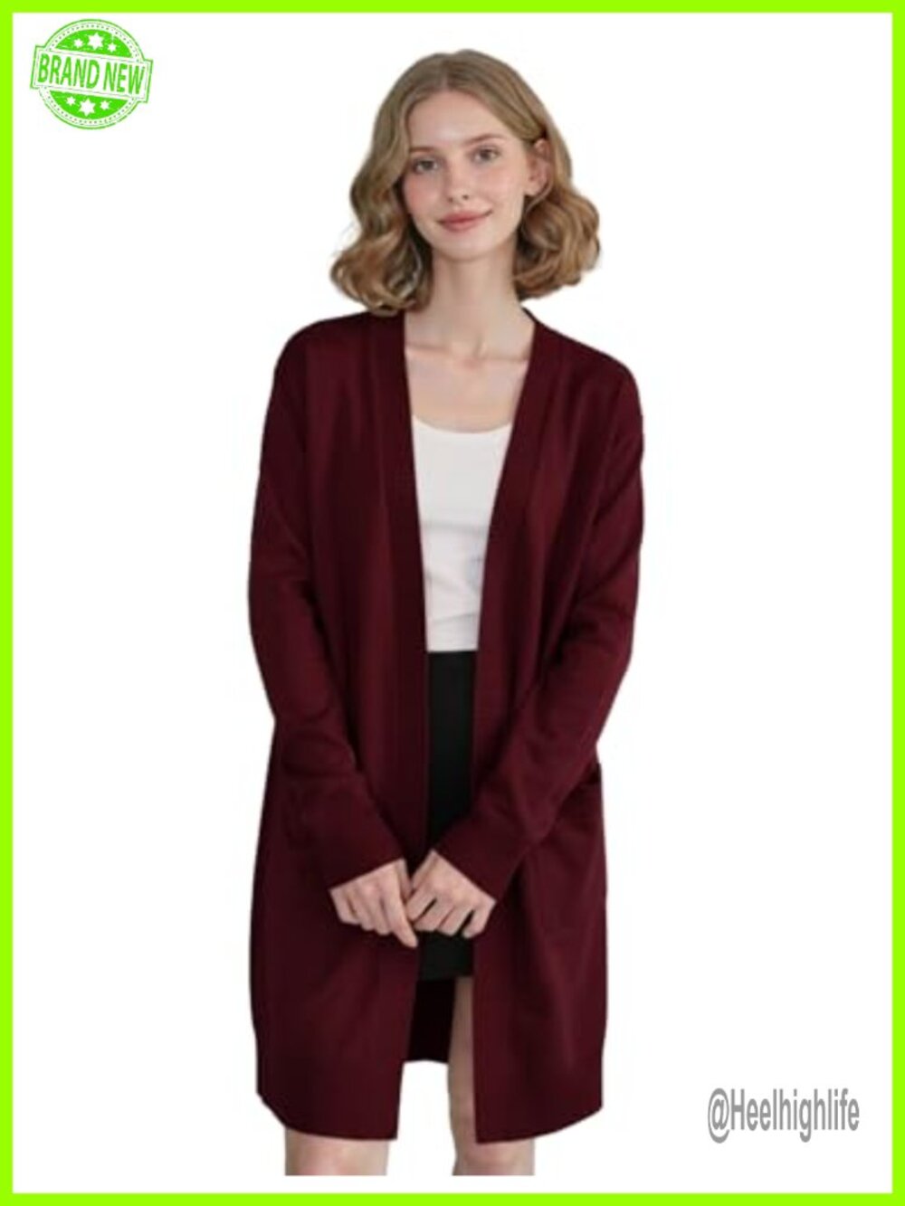Open Front Long Sleeve Knit Cardigan Sweater Long Length Outwear